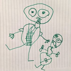 Man with Toy by K, age 4