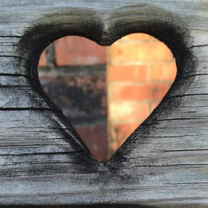 brick and wood heart